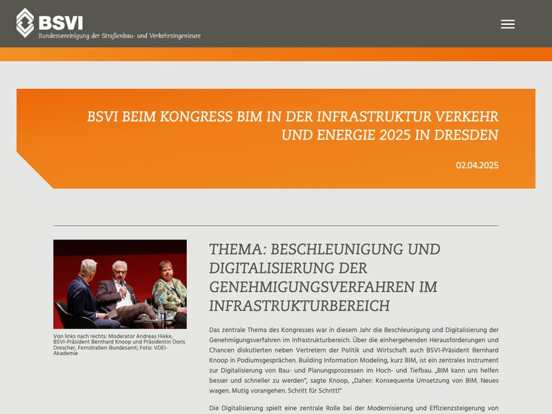 Screenshot des Beitrags: BSVI beim Kongress BIM in der Infrastruktur Verkehr und Energie 2025 in Dresden