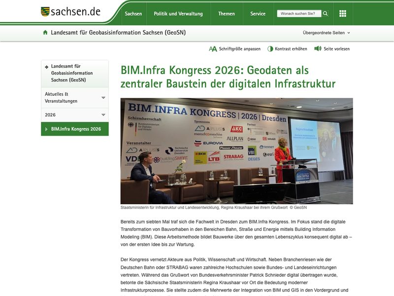 Screenshot des Beitrags: BIM.Infra Kongress 2026: Geodaten als zentraler Baustein der digitalen Infrastruktur